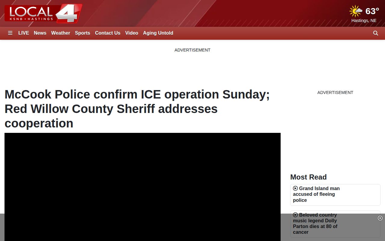 KSNB Local 4 McCook ICE-operation news story page